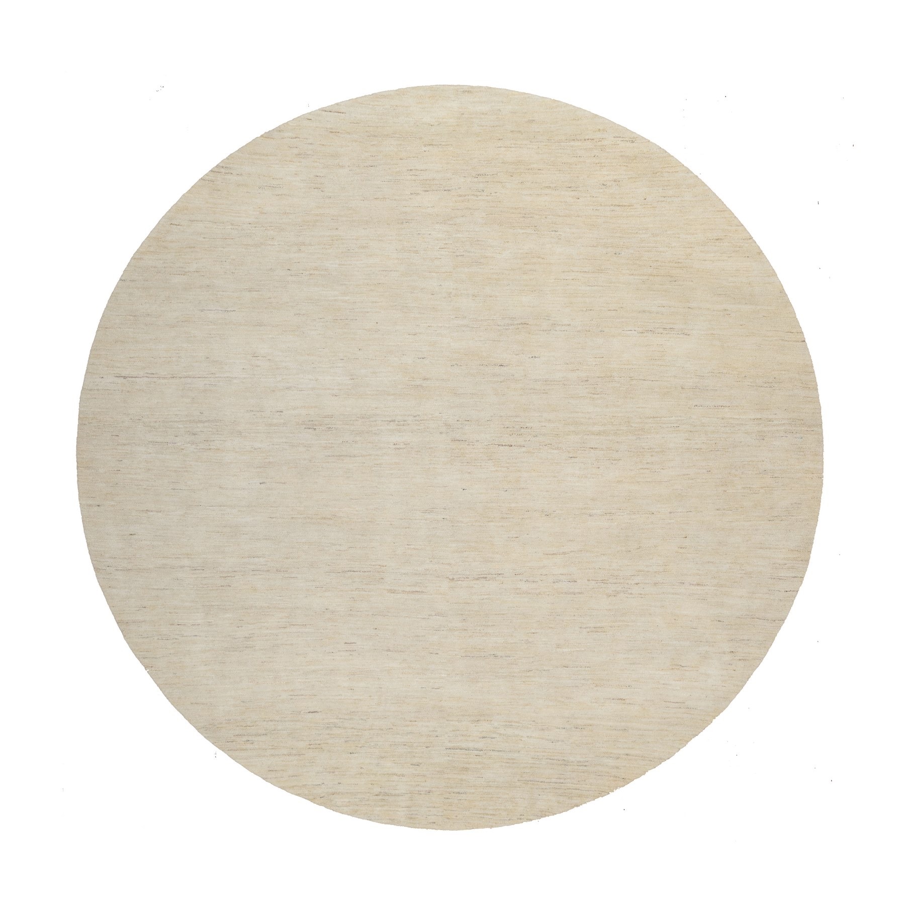 Parchment White, Hand Knotted, Lori Buft Gabbeh, Modern, Plain Design, Thick and Plush, Pure Wool, Round, Oriental Rug